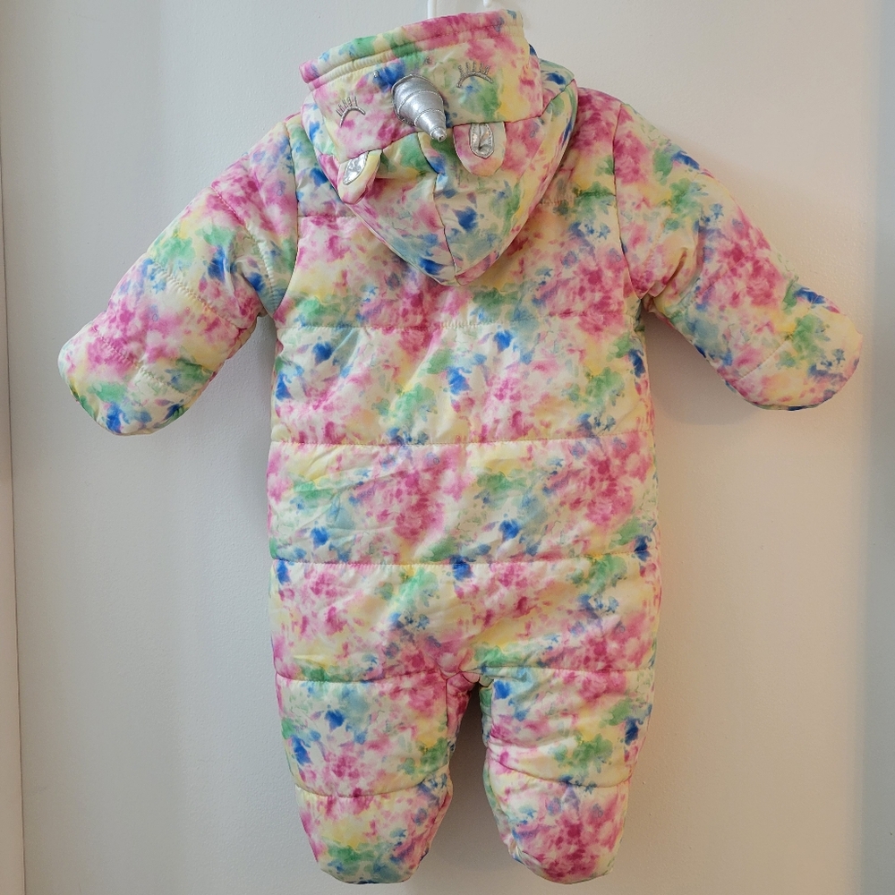 6-9 month Wippette snowsuit unicorn rainbow colorful baby infant mittens footies - Picture 3 of 11